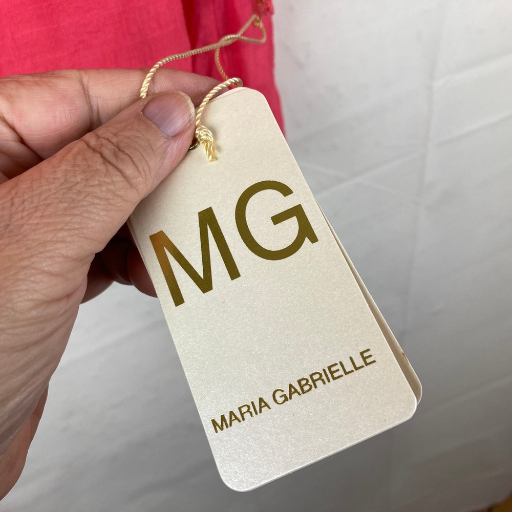 NEW Maria Gabrielle Blouse Women 2X Coral‎ Crochet Lace Keyhole Boho Top Coastal - Picture 7 of 9